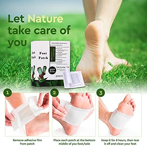 Detox Foot Patches for Stress Relief & Deep Sleep, Detox Foot Pads with Natural Bamboo Vinegar to Remove Body Toxins, 20 Patches