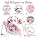 Portable Baby Swing, Pink Electric Infant Swing with 5 Speed Levels, 6 Songs & Timer – Battery-Powered Only (No Batteries Included) Pink and White