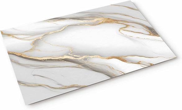 Marble Texture Entrance Floor Mat Doormat Gray Gold Abstract Art Welcome Door Mat Low Profile Non Slip Entry Rugs for Bathroom Kitchen Home Front Decor,18x30 inches