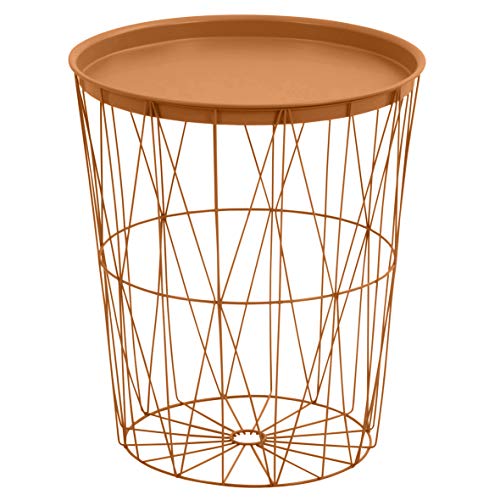 greemotion Drahtkorb-Tisch mit Tablett, Stahl, Ø ca. 40 cm, Höhe ca. 46 cm