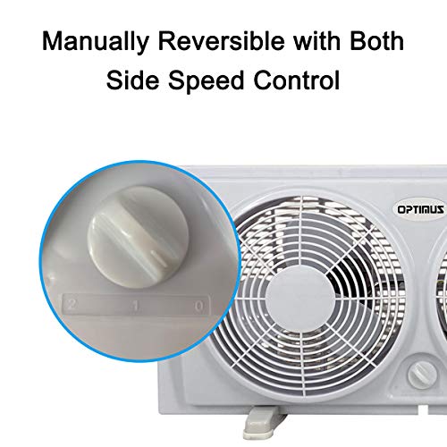 Ventilador de janela duplo Optimus F-5280, 7 polegadas, 2 velocidades, branco