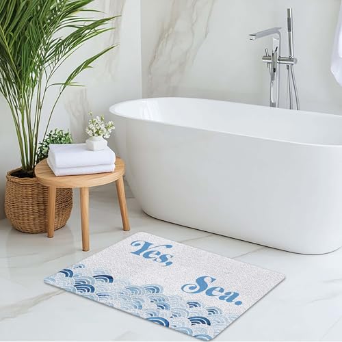 RYYCDOI Ocean Beach Door Mat, Coastal Nautical Doormat Outdoor Indoor Entrance Porch, Sea Waves Beachy Outdoor Mat, Blue Coastal Welcome Mats for Front Door, 17x30 Inch - Image 8