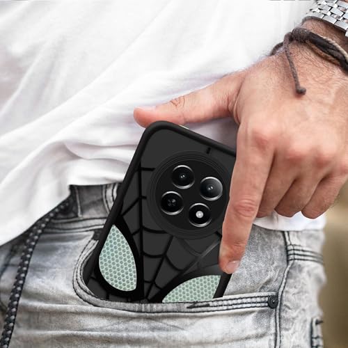 Image of Stylish Spider Back Case Cover Compatible for Realme Narzo 70,N65,Realme 13 /12 /12X,C65 | Spidey Face Mask Case | Soft Silicone | Camera & Full Body Protection | Shock Proof | (Black)