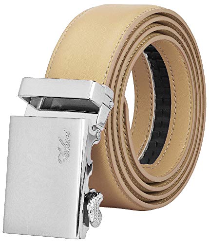 Image of Falari Men Unisex Genuine Leather Ratchet Dress and Casual Belt, Automatic Sliding Buckle, Trim to Fit
