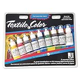 Jacquard Textile 9 Color Exciter Set - Permanent Fabric Paint for Clothes, Furniture Upholstery, Shoes or Tote Bags – Indoor & Outdoor Fabric Paint Set – 8 Oz Jars, Upholstery Fabric paint