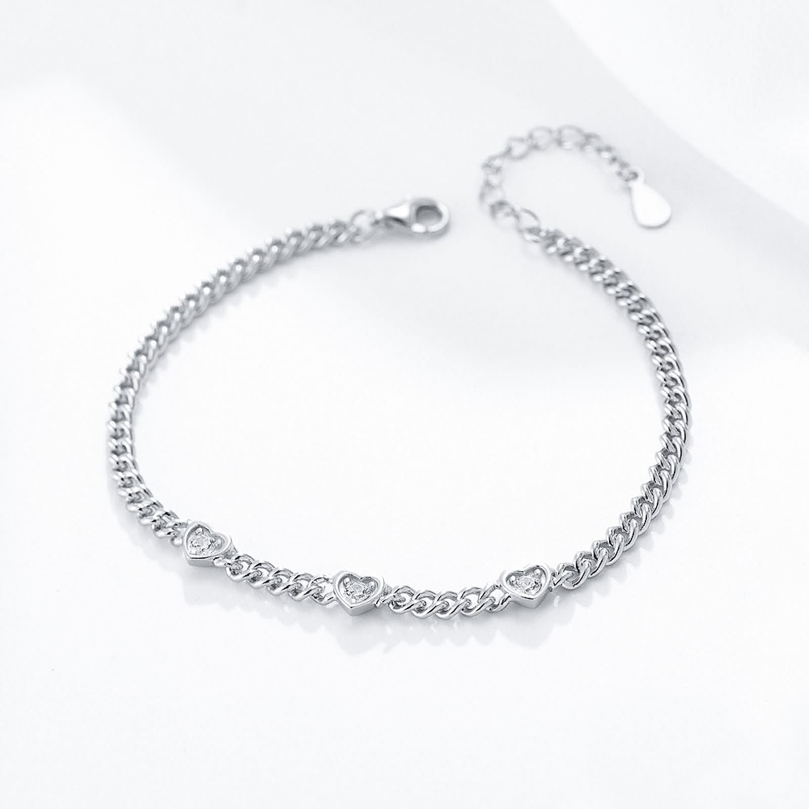 Pulsera de Oro 9Kilates / 14Kilates / 18Kilates Mujer, Corazón con Diamante Creado, Cadena Extensible 16 CM + 5 CM, Pulseras de Ajustable Mujer de Oro