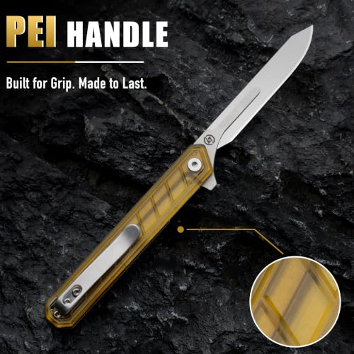 Image of OLITANS G046 Mecha Mini Slim Folding Scalpel with 5pcs #24 and 5pcs #60 PEI Handle with Liner Lock, Utility EDC Pocket Knife with Back Clip(PEI)