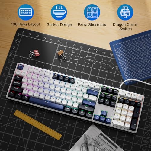 Image of Redragon K689 Wired Gasket RGB Gaming Keyboard, 108 Keys Mechanical Keyboard w /Extra 4 Hotkeys, Upgraded Hot-swappable Socket, 3-Layer Noise Dampening, Mixed Color Keycaps, Custom Linear Switch