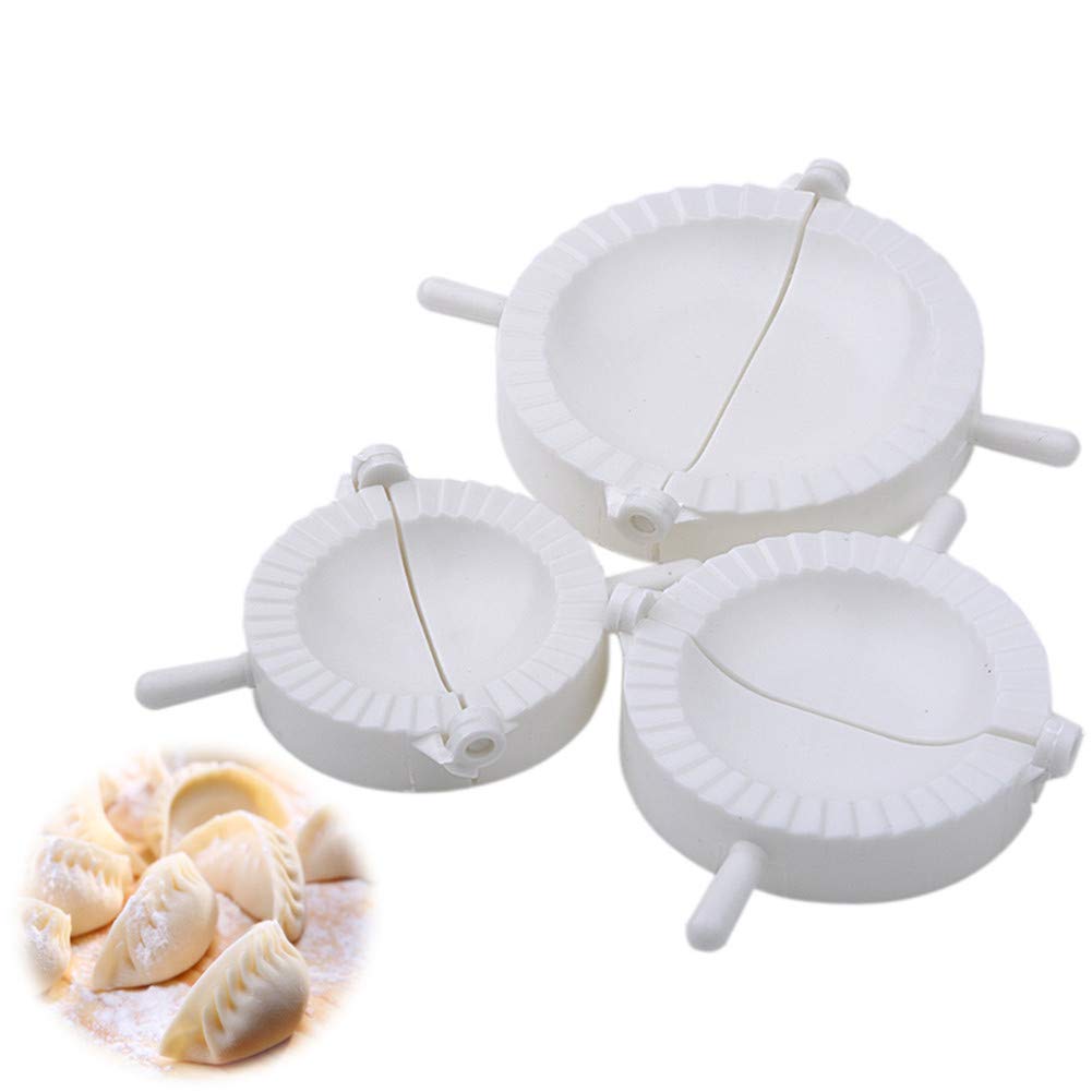 Aeromdale White 3Pcs Press Ravioli Dough Pastry Pie Dumpling Maker Gyoza Empanada Mold Mould Tool
