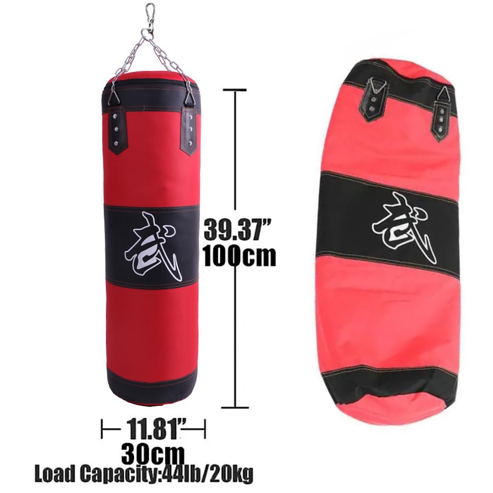 HEYOUTH Worek Bokserski Wiszący, Wypełniony Worek Bokserski Wytrzymały 15 w 1, Materiał PU z Grubszym Łańcuszkiem Obracalny o 360°, Nadaje Się Do Boksu Muay Thai