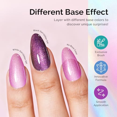 Image of MelodySusie Jelly Pink Aurora Shimmer Gel Nail Polish, 0.5fl oz Soak Off UV LED Holographic Hot Pink Glitter Gel Polish Gift for Women Nail Art Manicure Salon DIY Nail Design Decoration at Home-G2610