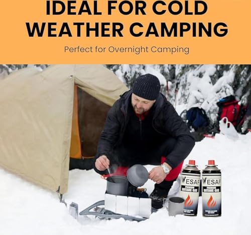 Image of Wesaf Butane Gas 225g (Pack of 4) | Camping Gas Cylinder | Portable High-Pressure Butane Can Liquefied Gas Canister Ideal for Refilling Lighters, Small Stoves, Flame Torches and Welding Equipment