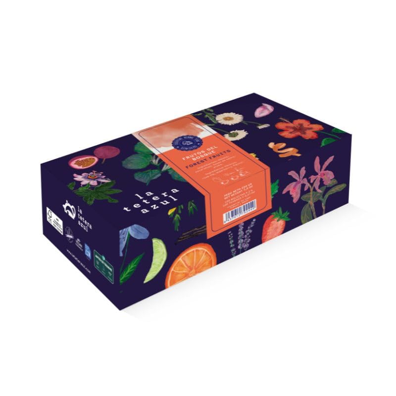 LA TETERA AZUL 100 Bolsitas De Infusión De Frutos Rojos Y Frutos Del Bosque. Hibisco, Sauco Y Fruto Rosal Silvestre. 100 Bolsitas De 2 Gramos.