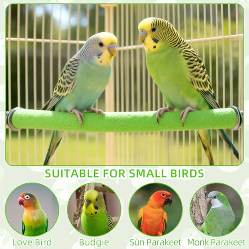 Image of Rypet Parrot Perch Stand Toy Used for Cage Corner for Paw Grinding Clean Stick Exercise, Rough-Surfaced Quartz Bird Perch Standing Cage Accessorie for for Small Parakeets Cockatiel Conures (Green S)