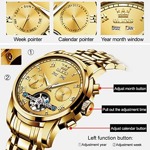 OLEVS Automatic Watches for Men Self Winding Mechanical Tourbillon