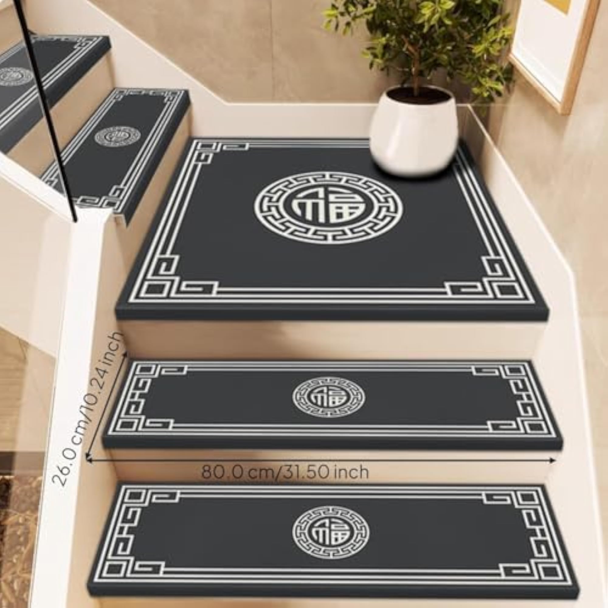 Modern Non-Slip Stair Steps Mat, Gray
