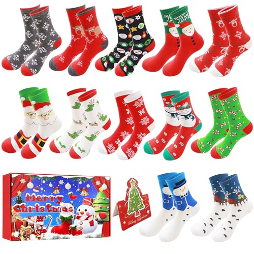 Aitsite 12 Paar Weihnachtssocken Damen Herren Kuschelsocken...