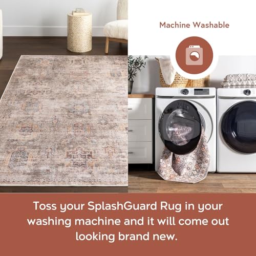 nuLOOM 9' x 12' Machine Washable Area Rug with Waterproof Spill Proof Surface, Non Slip Backing and Stain Resistant for Living Room, Bedroom, Kitchen, Dining Room, Philomena Sage Green
