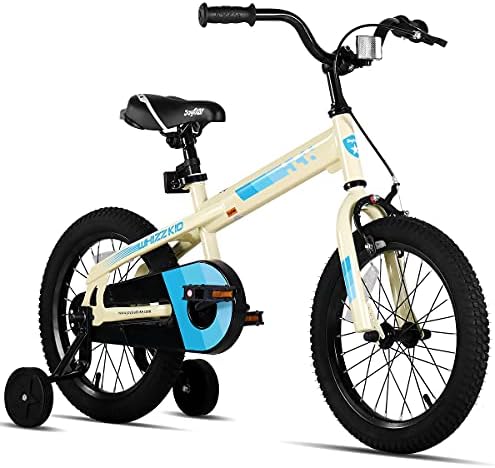 JOYSTAR 16 Inch Kids Bike with Training Wheels for Ages 4 5 6 7 Years Old Boys and Girls, Children Bicycle with Handbrake for Early Rider, Beige