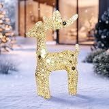 Alupssuc １-Piece 16 Inches Christmas Deer Outdoor Yard Decorations，Outdoor Holiday Un-lit Reindeer for Front Yards Garden Lawn Patio－Gold