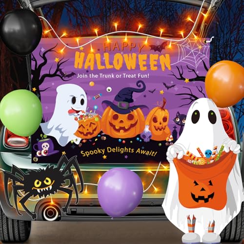 Trunk-or-Treat: How It Works and How to Join 3 Halloween Trunk or Treat Car Decorations Kit for Suv, 36Pcs Happy Halloween Car Decorations with Lighted Backdrop Cute Ghost Spider Cutouts Balloons for Archway Garage Haloween Party Decor