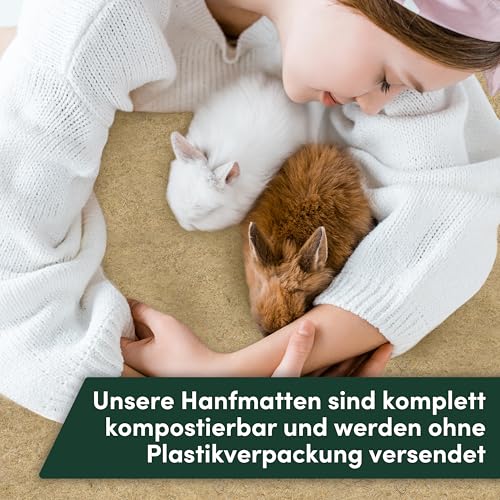 napfpower Hanfmatten für Nager (5 STK.) - Größe 100 cm x 50 cm, 5 mm Dicker Nagerteppich aus 100% Hanf - Nagermatten für Kaninchen, Hasen, Hamster - biologisch abbaubare Hanfmatte (5er Set)