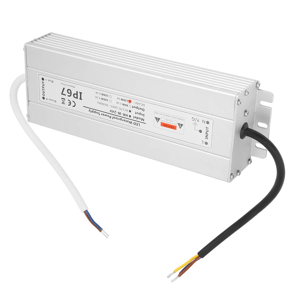 Alimentatore driver LED 24V 120W 5A Trasformatore guscio in alluminio IP67 con protezione da sovraccarico per strisce luminose a LED Illuminazione interna