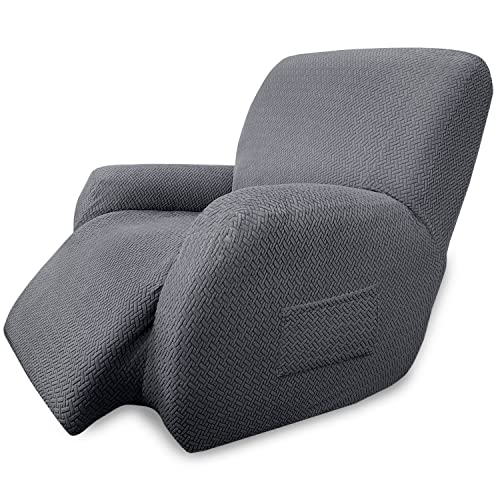 Granbest Latest Jacquard Recliner Cover Non Slip Couch Slipcover for Recliner Chair Stretch Furniture Protector for Kids, Pets, Dogs (Recliner, Gray)