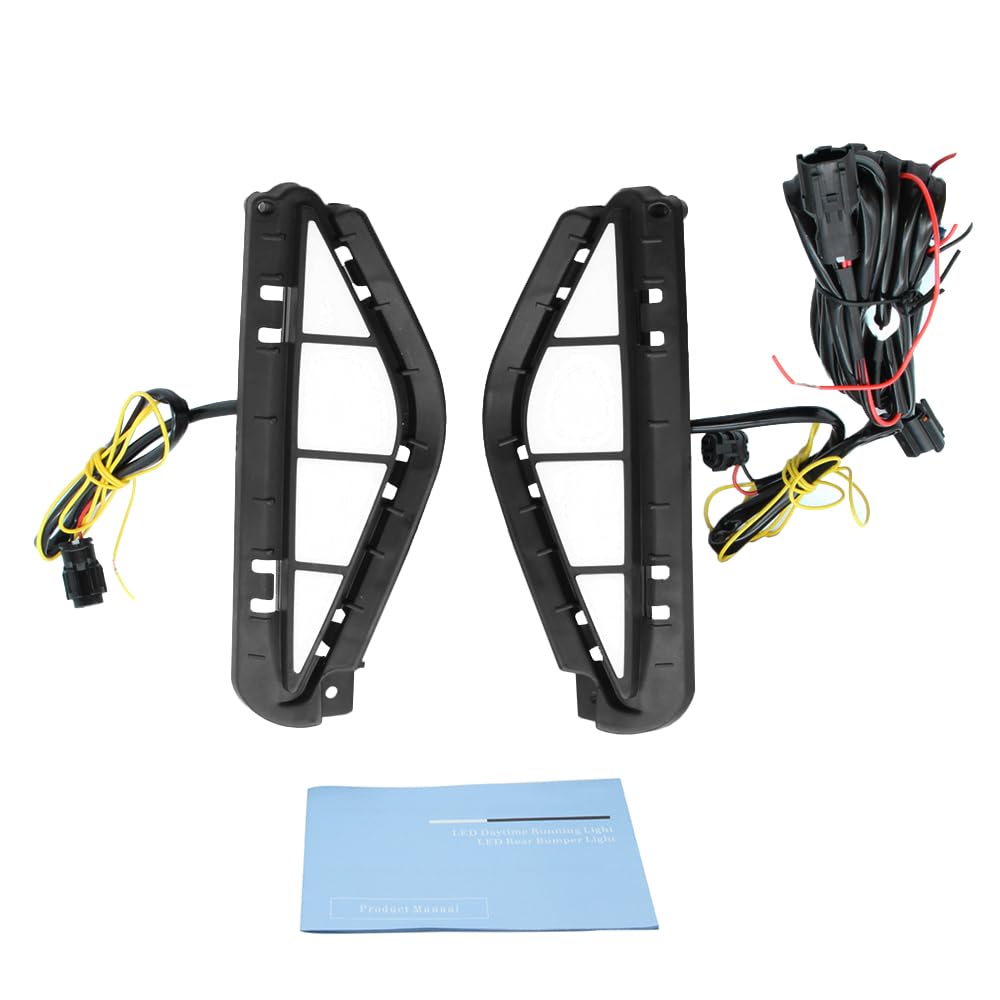 Lampade diurne del Riloer, luci da corsa Daytime a LED con luce di guida bianca + segnale di svolta dinamico giallo, lampada di segnale di svolta del paraurti LED con 2 modalità luminose