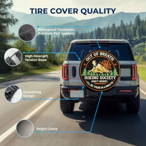 Image of GENANY Hiking Father's Day PVC Spare Tire Cover for RV Trailer, Waterproof, No Camera Hole, Size 16 Fits 29-31 Inch