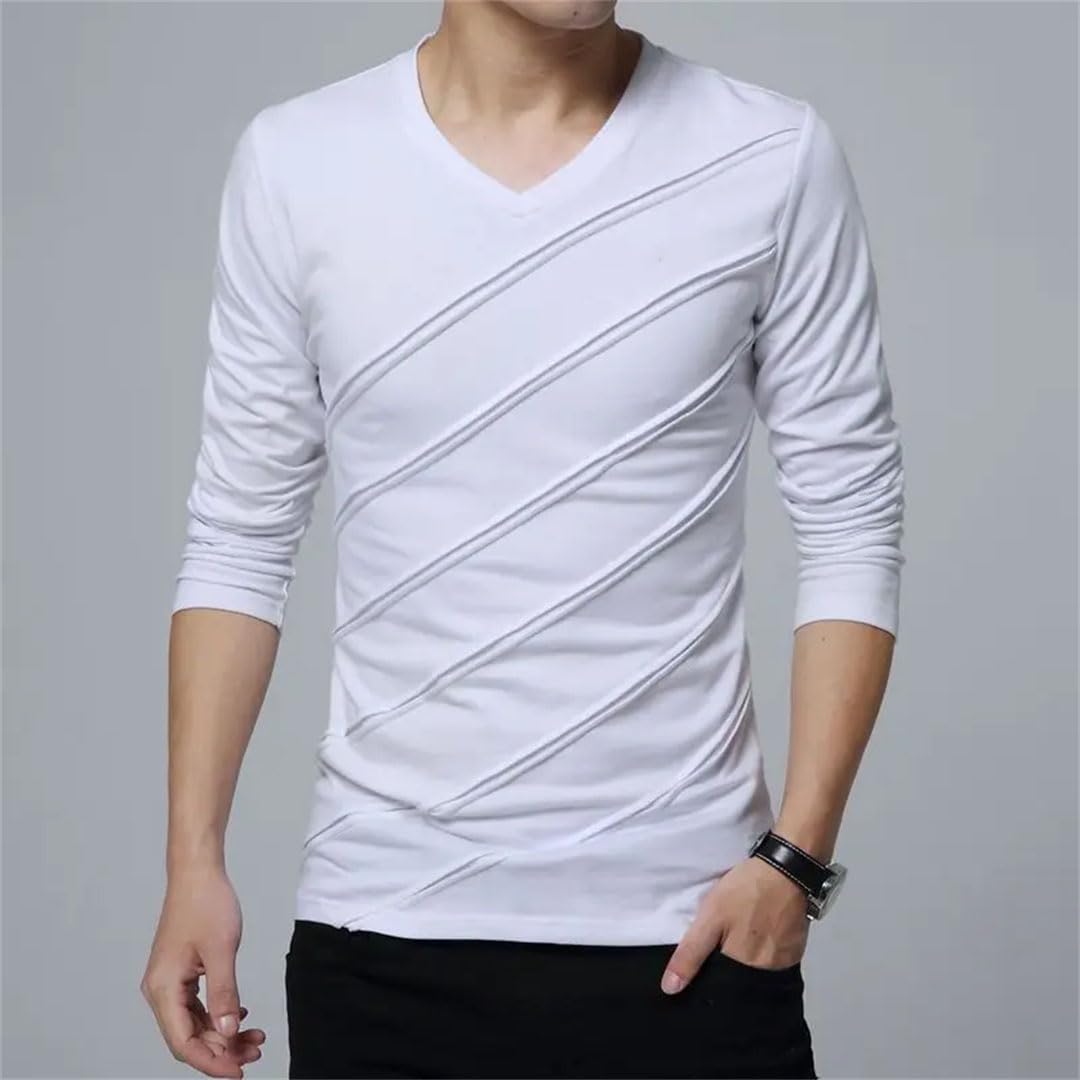 Polo de algodón sólido con solapa y botones para hombre, impresión de letras coreanas, camiseta de manga larga