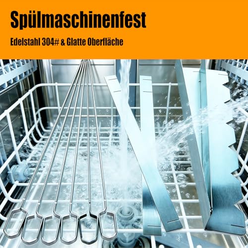 Professional Grillspieße Edelstahl-Set, Schaschlikspieße edelstahl und Spieße Rack,Grill geschenke für Männer