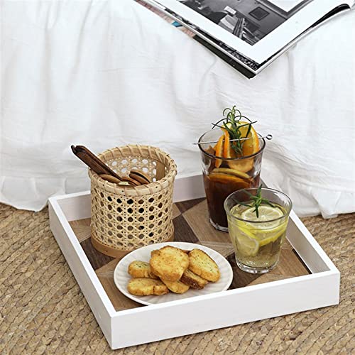 Plateau de service simple et a la mode en bois blanc pour table basse - 5