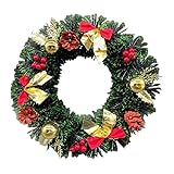 40cm Classic Decorative Christmas Wreath, Artificial Green Xmas Wreath for...