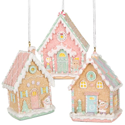 Logbuch-Verlag 3 colgantes de casas de jengibre, casa de jengibre, decoración para árbol de Navidad, 6 x 10 cm