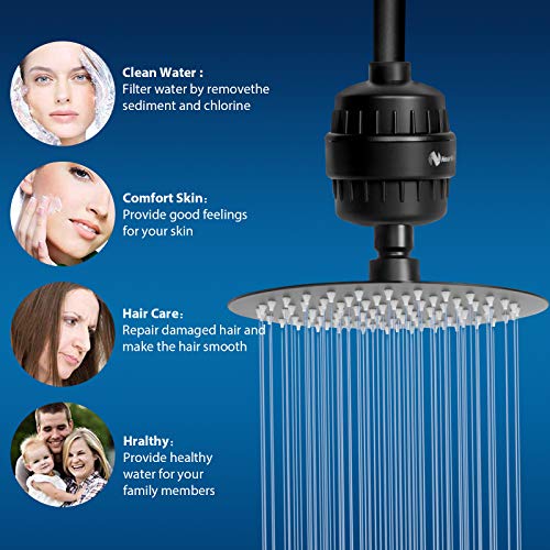 Nearmoon Shower Head And 15 Stage Shower Filter Combo, High Pressure Filtered Showerhead For Hard Water, Improves The Condition Of Your Skin, Hair - 1 Replaceable Filter Cartridge (8 Inch, Black) #TOP3