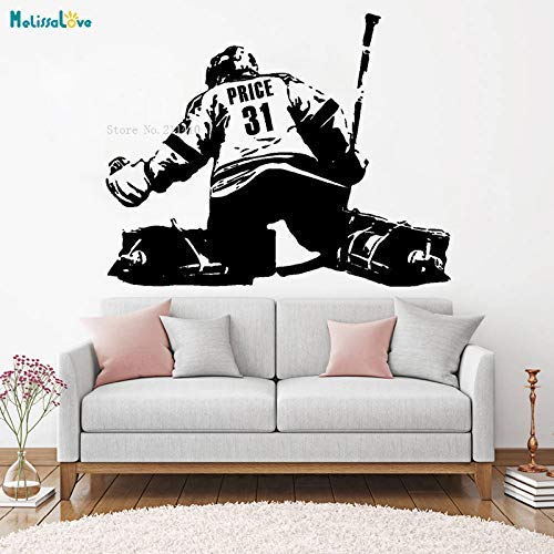 Nombre Y Número De Vinilo Personalizado Hockey Portero Etiqueta De La Pared Decoración Para El Hogar Feroz Competitivo Bola De Hielo Deportes Calcomanías De Arte Yt 89X70Cm Cover
