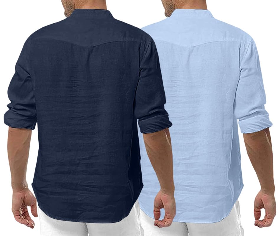 Image of ROYALSCOUT Men's Cotton Polyester Blend Solid Regular Fit Full Sleeve Short Kurta | Ethnic, Lightweight Summer Kurta for Daily & Occasion Use