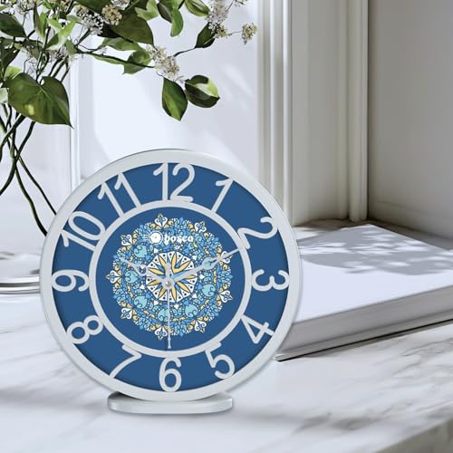Image of Bosco Modern Non Ticking Silent, Royal Blue dial with White Border, 20 CM Table Cum Round Wall Clock for Home, Living Room, Bed Room, Office and Kitchen - BWC-1206