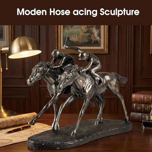 Statue de cheval en bronze et 2 jockeys pour décoration de maison moderne