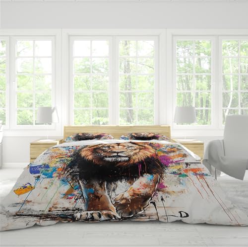 Housse de couette faune colorée et dynamique pour chambre d'ado moderne