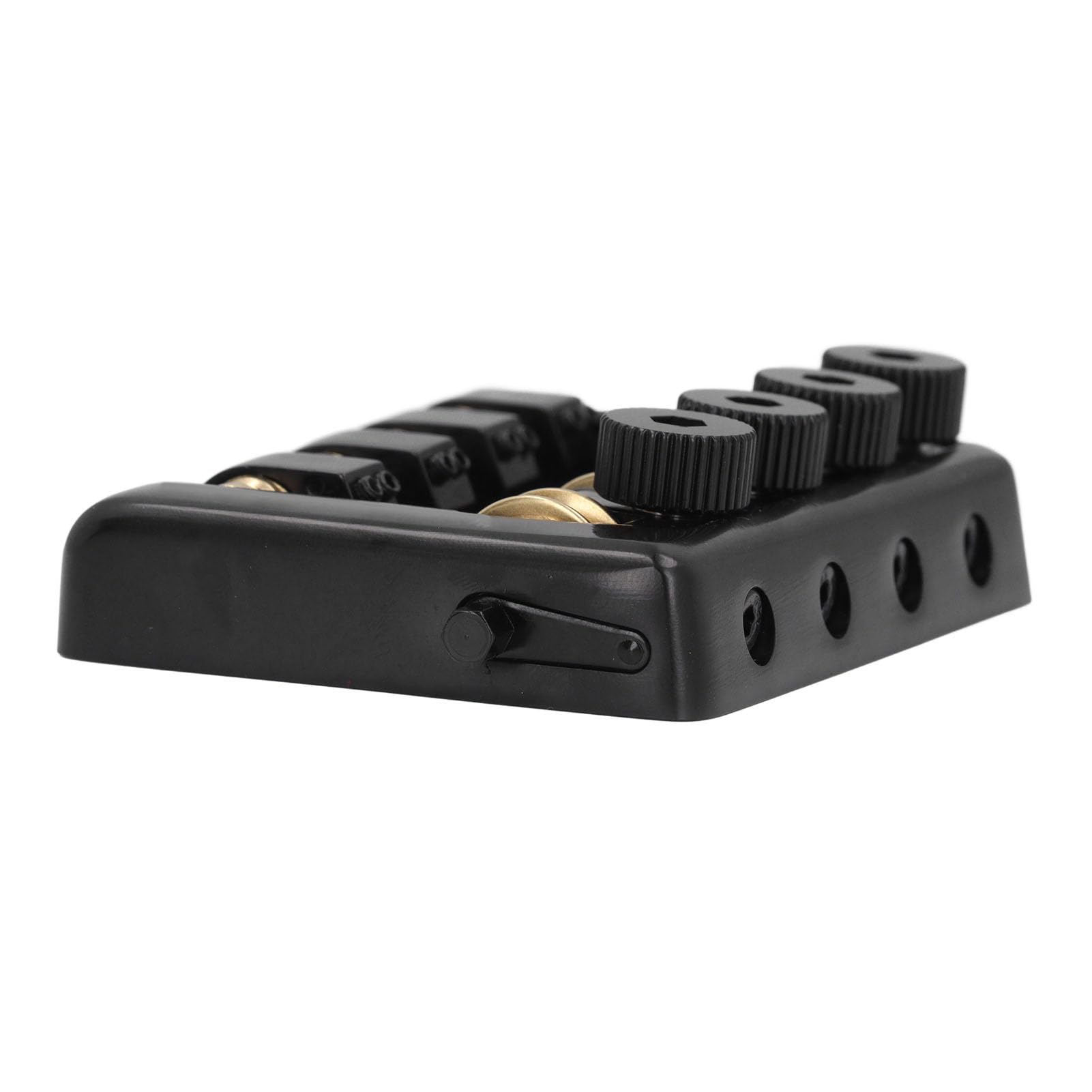 Sorandy 4-strunowy Bezgłowy Mostek do Basu Elektrycznego, Mostek Zamienny ze Stopu Cynku i Mosiądzu z blokadą strunową, Idealny do 4 Bezgłowych Gitar Basowych (BLACK)
