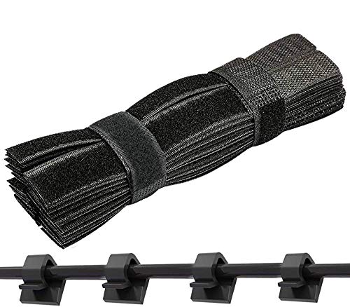 JEZOMONY Juegos de 100 paquetes de accesorios para cables y cables, gestores de cables para la gestión de cables eléctricos y accesorios para el Autoadhesivo Cover