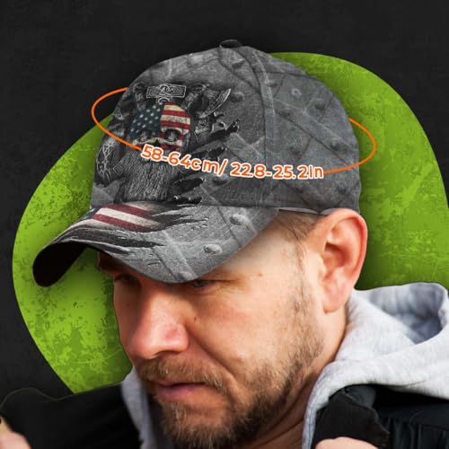 Image of Viking American Flag Skull Cap for Men, Viking Skull Us Flag Skeleton Gothic Horror, Adjustable Caps for Men Women