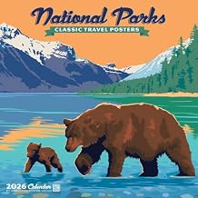Willow Creek Press, National Parks Classic Travel Posters 2026 Mini Wall Calendar, 7 X 7, 18-Month Calendar with Stapled Binding
