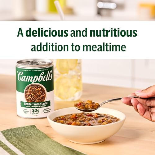 Image of Campbell's Protein Mediterranean Lentil Soup, 16.3 Oz Can (12 Pack)