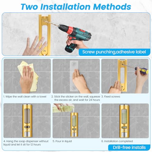 Image of Foam Hand Soap Dispenser, 400ml Bathroom Shower Dispenser Gel Container Shower Pump Dispenser and Organizer for Bathroom Kitchen Hotel, Refillable Liquid Lotion Soap Dispenser Wall Mounted