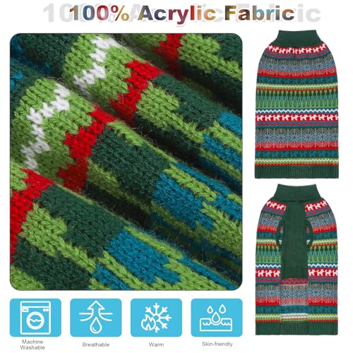 Image of Mihachi Dog Sweater - Winter Coat Apparel Clothes with Colorful Stripes for Cold Weather