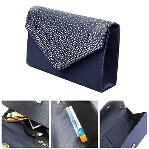 Groupcow New Ladies Evening Handbags Bridal Wedding Bag Handbag (Navy Blue) #TOP2
