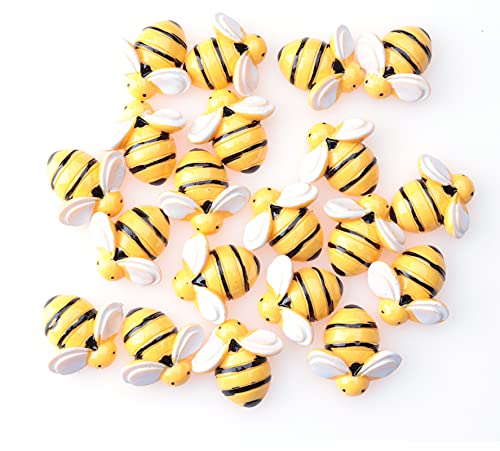 Sowaka 20 Pcs Mini Bee Ornaments Tiny Resin Flatback Embellishment Bumble Bee for Hair Clip DIY Craft Art Project Home Garden Decoration Supplies Jewelry Making Scrapbooking (X-Large)